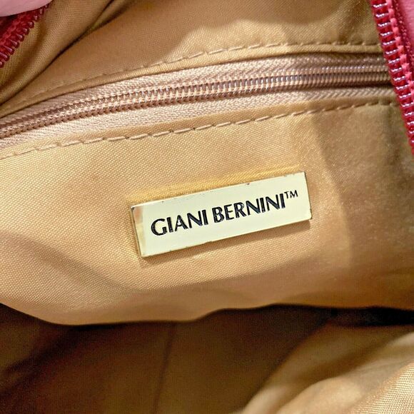 Giani Bernini red leather shoulderbag purse Hobo bag charm tassel zipper pull - Picture 5 of 7